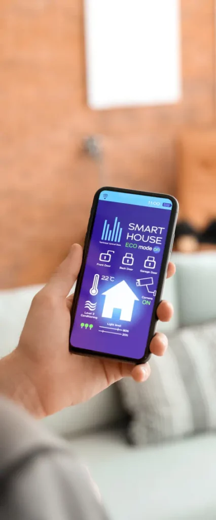 close up shot man using application of smart home automation